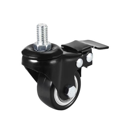 CASTER WHEEL BLACK 1.5" REVOLVING WITH BREAK (PVCB-B1.5)